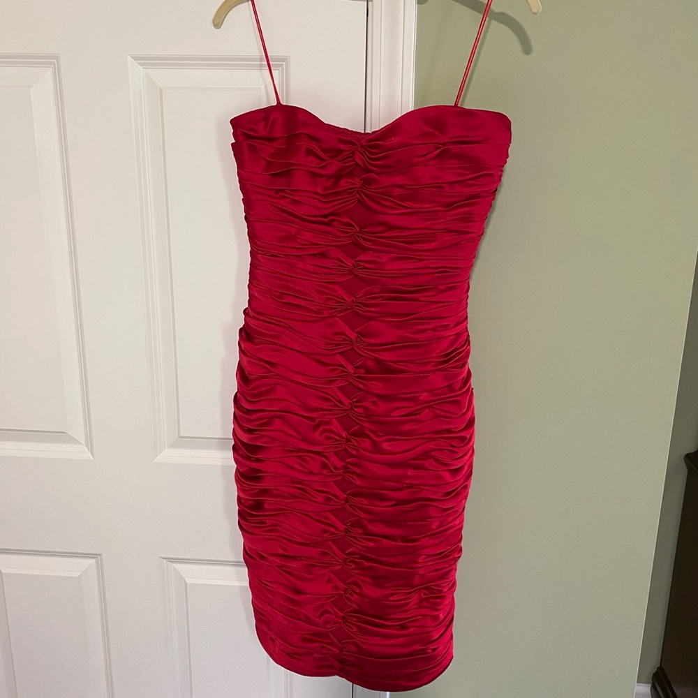 Carmen Marc Valvo red silk dress size 6